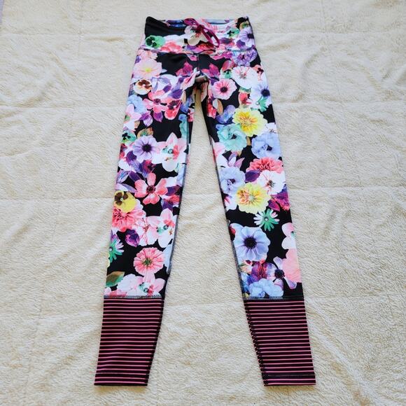 Old Navy Floral & Stripe High Rise Fitted Tight Leggings - Picture 2 of 5